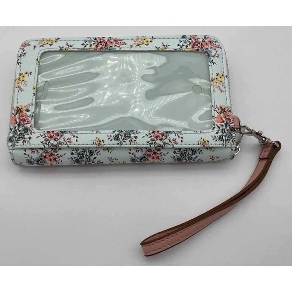 Wild Fable Lt Mint Floral Faux Leather Wristlet Wallet Phone Holder Zipper NWOT